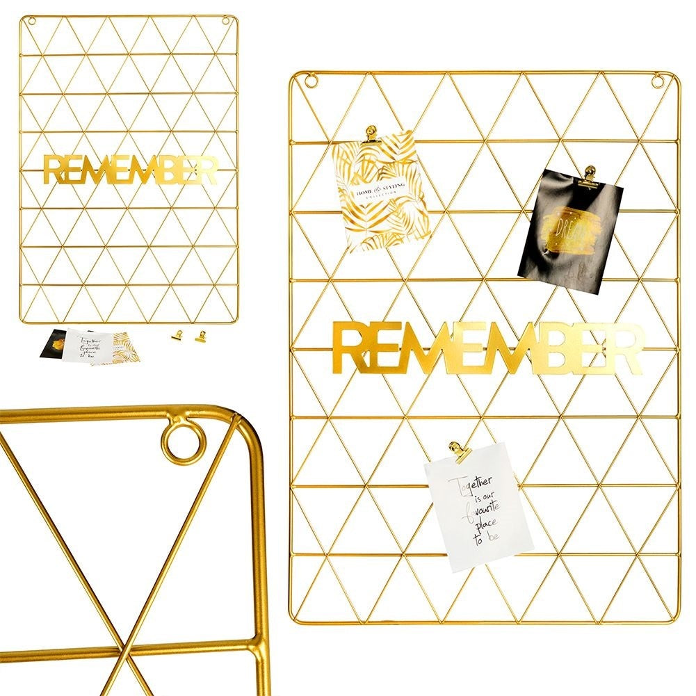 Metal grid gold - hang pictures, notes, recipes