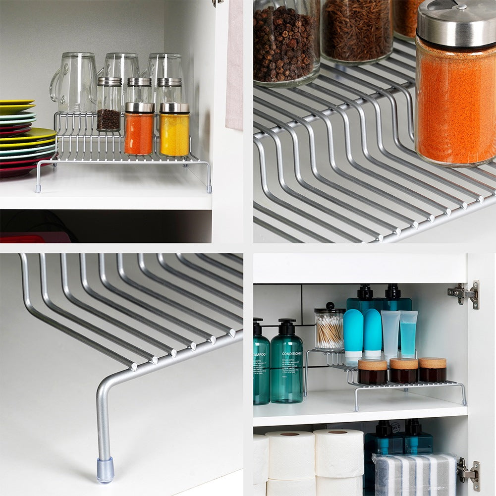 Metal kitchen shelf, gray, 3-level, 28x26x11 cm