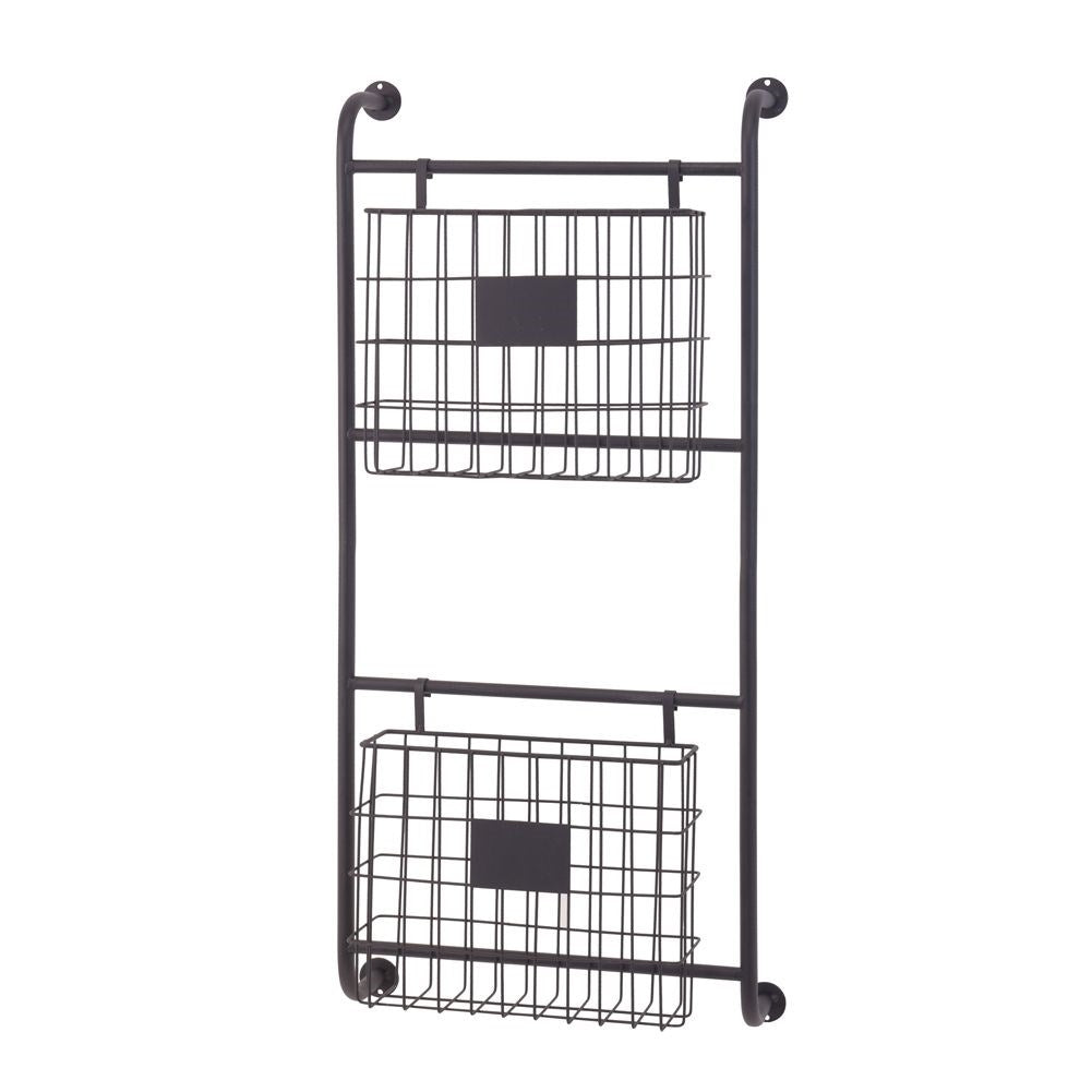 Metal ladder with baskets for newspapers and small items