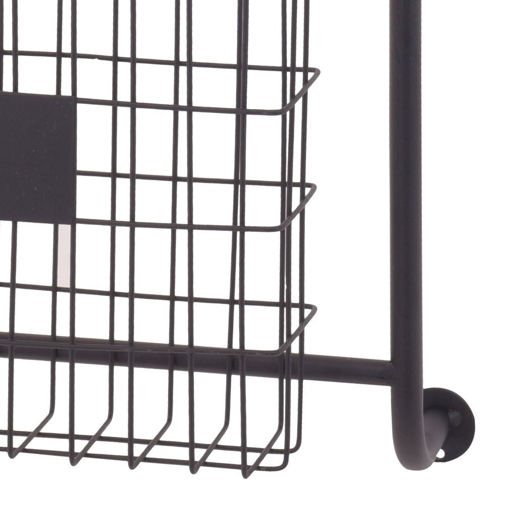 Metal ladder with baskets for newspapers and small items