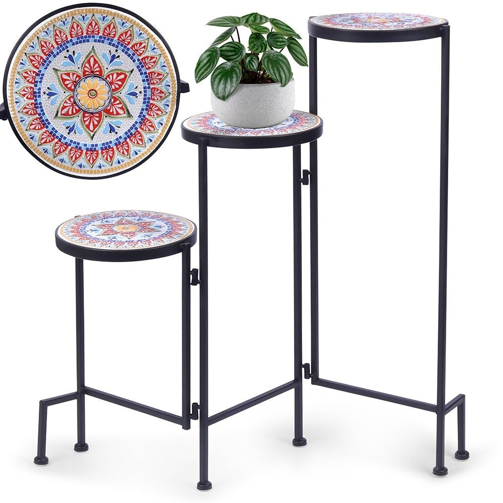 Metallic Black Plant Stand with 3 Levels for Flowers