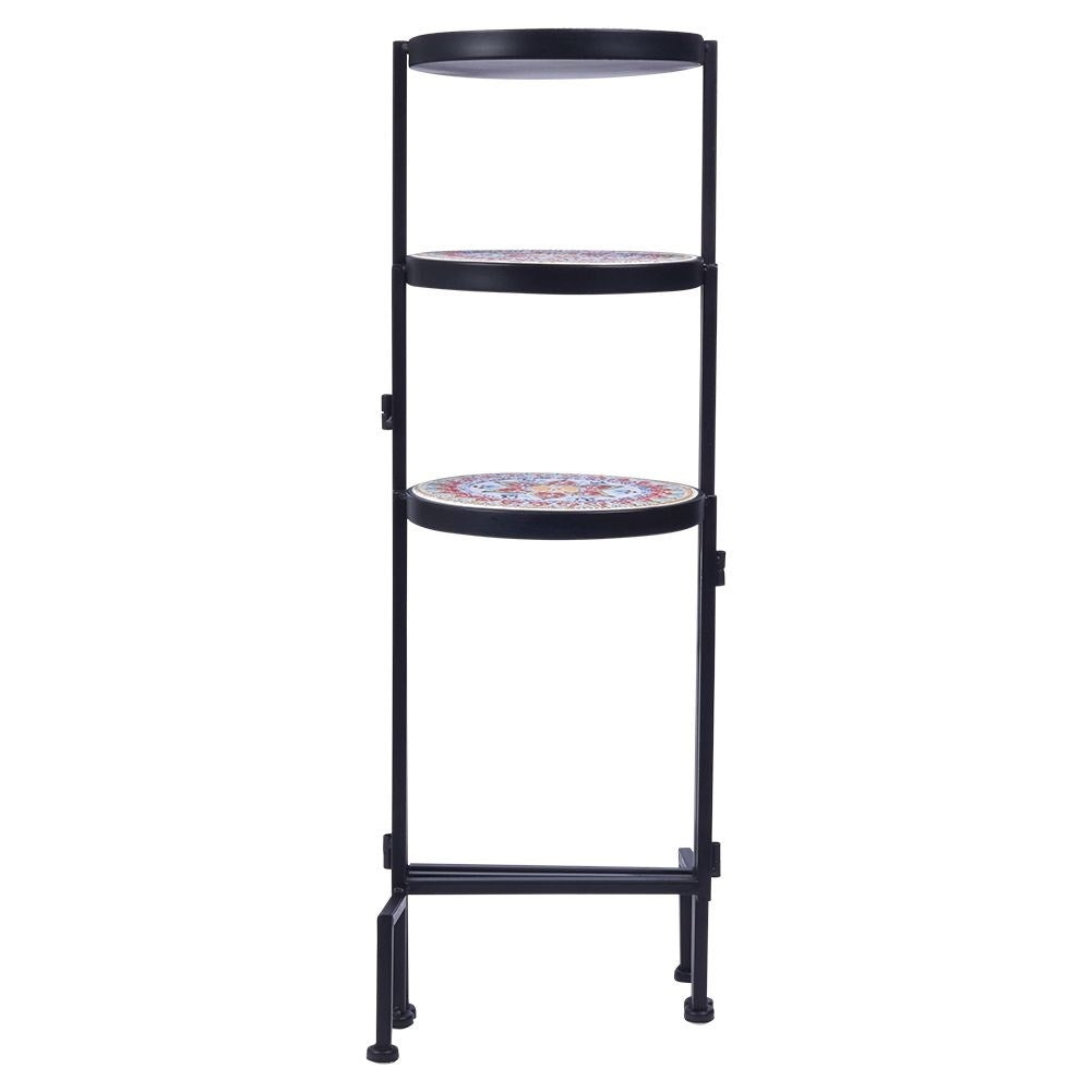 Metallic Black Plant Stand with 3 Levels for Flowers
