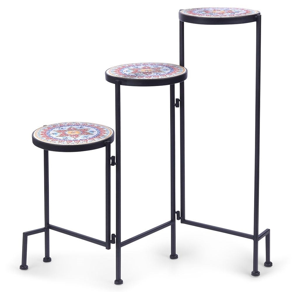Metallic Black Plant Stand with 3 Levels for Flowers