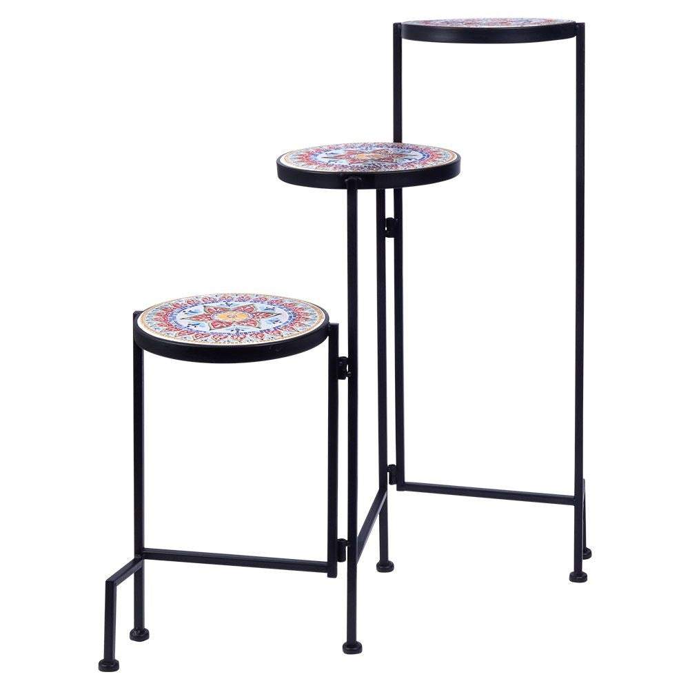 Metallic Black Plant Stand with 3 Levels for Flowers
