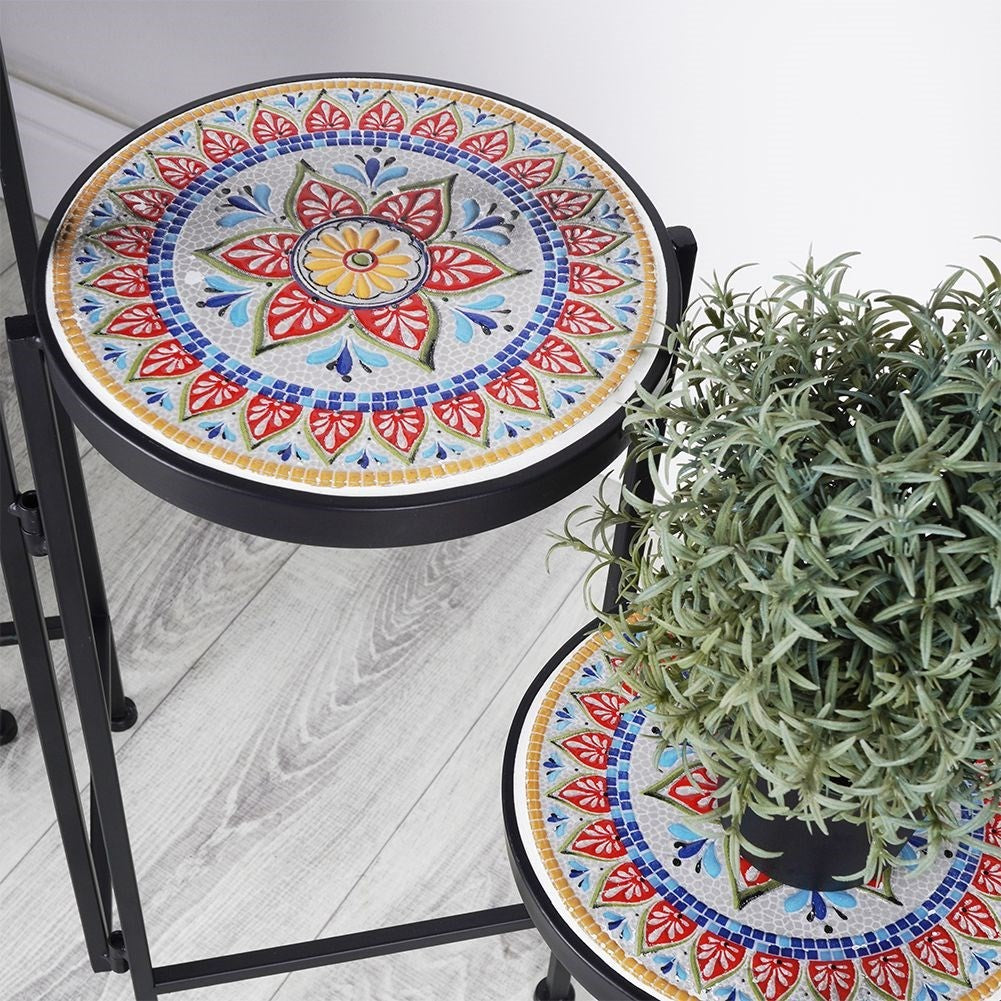 Metallic Black Plant Stand with 3 Levels for Flowers