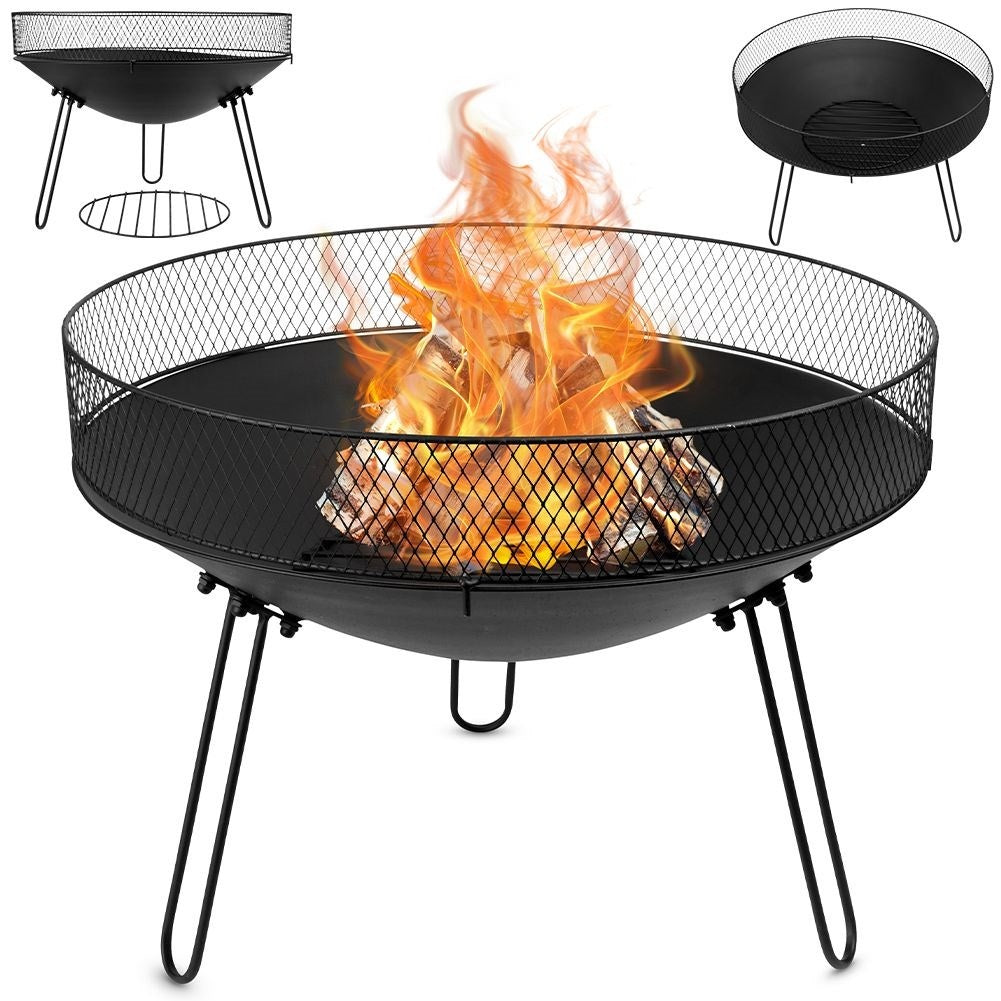 Metallic Fireplace 60 cm: Safe Fire Pit for Garden/Terrace