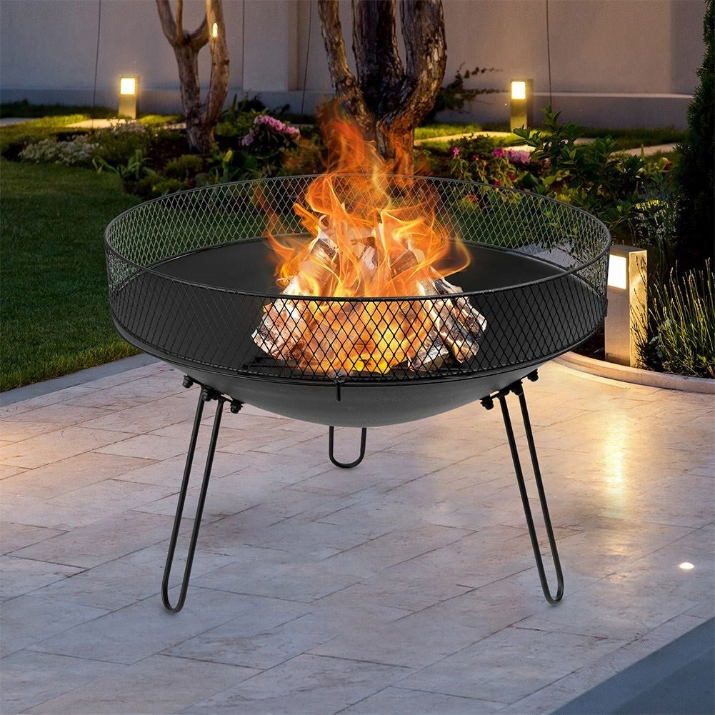 Metallic Fireplace 60 cm: Safe Fire Pit for Garden/Terrace