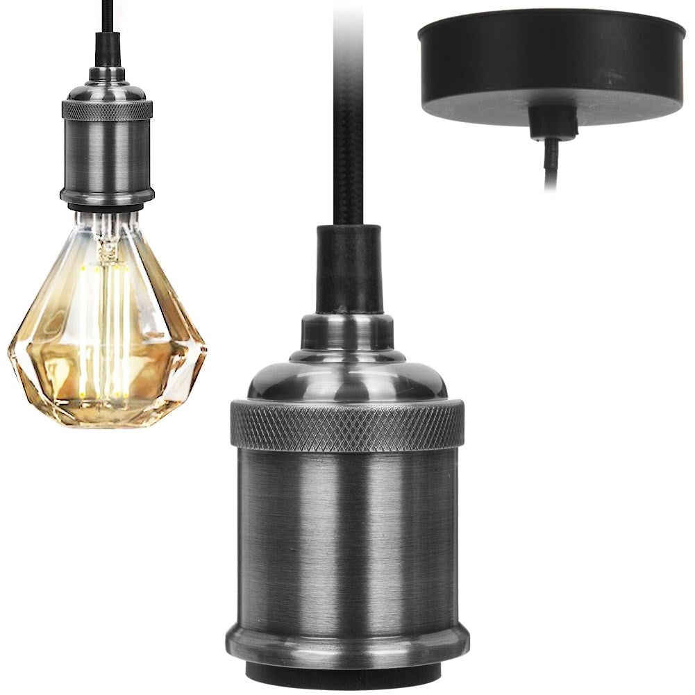 Metallic Lamp Base with Cable for Elegant Ceiling Lighting