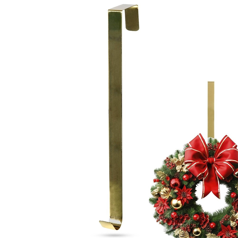 Metallic golden wreath hanger for festive decoration