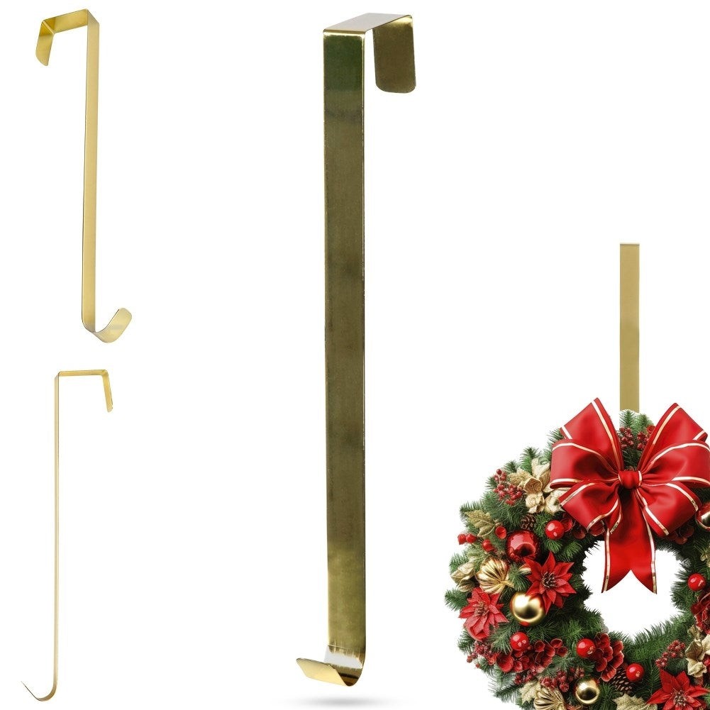 Metallic golden wreath hanger for festive decoration
