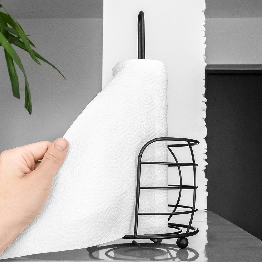 Metallic kitchen roll holder in trendy black matt colour