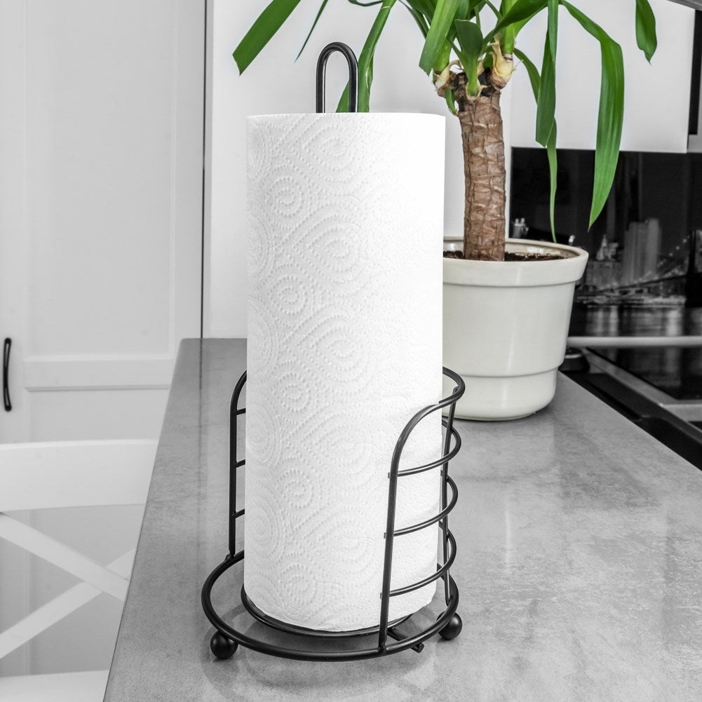 Metallic kitchen roll holder in trendy black matt colour