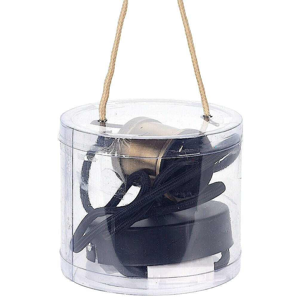 Metallic lamp base with cable for decorative ceiling suspension