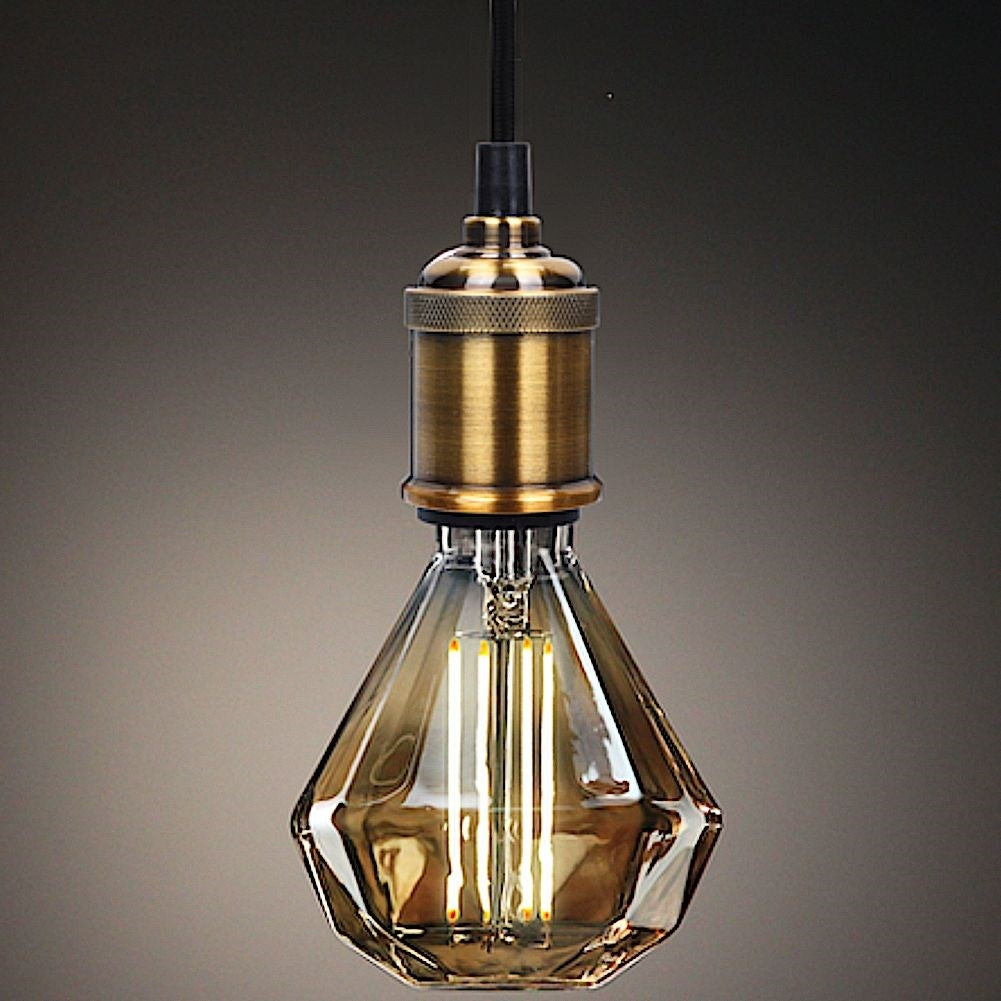 Metallic lamp base with cable for decorative ceiling suspension