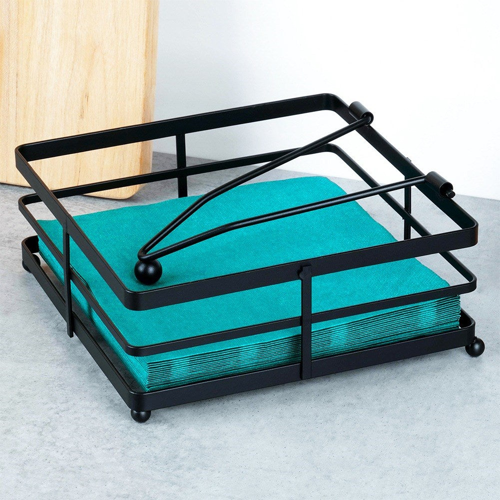 Metal napkin holder black MISTY 18x18 cm