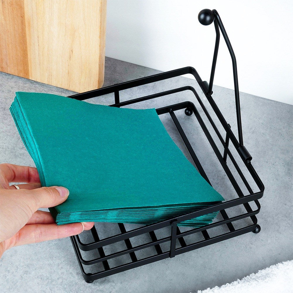 Metal napkin holder black MISTY 18x18 cm