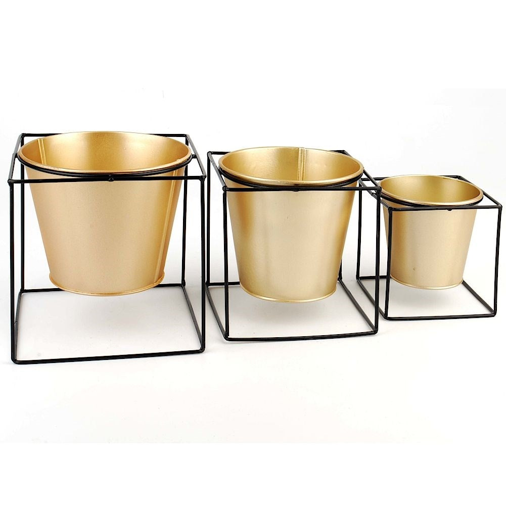 Metal pot with stand for plants - Glamor & Loft style