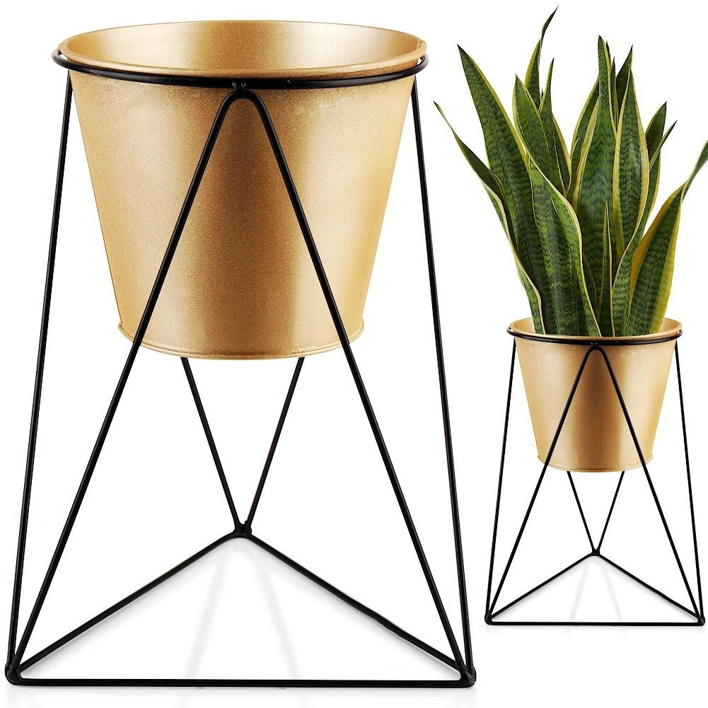Metal pot with stand for plants in Glamor and Loft style