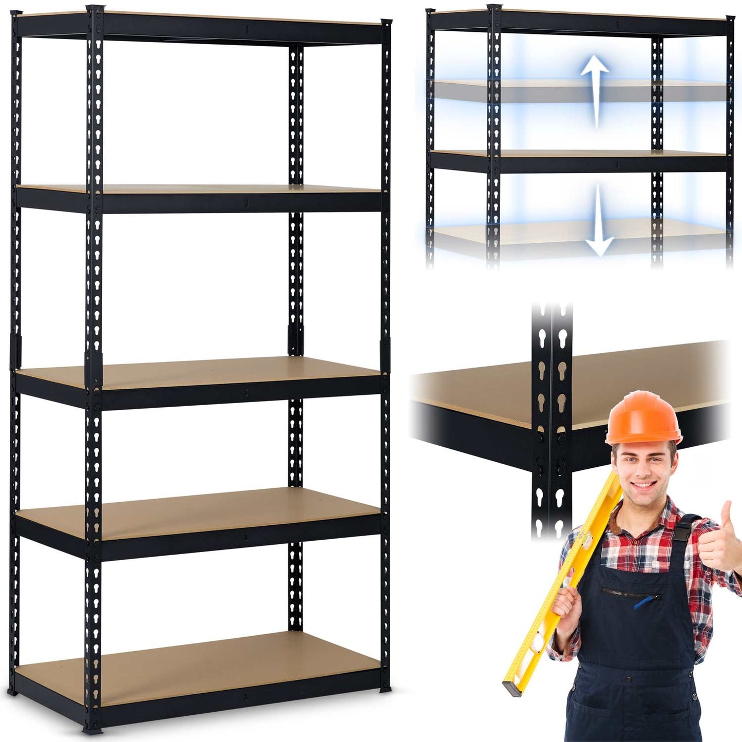 Metal storage rack 183 x 90 x 45 cm Humberg HR-700 black
