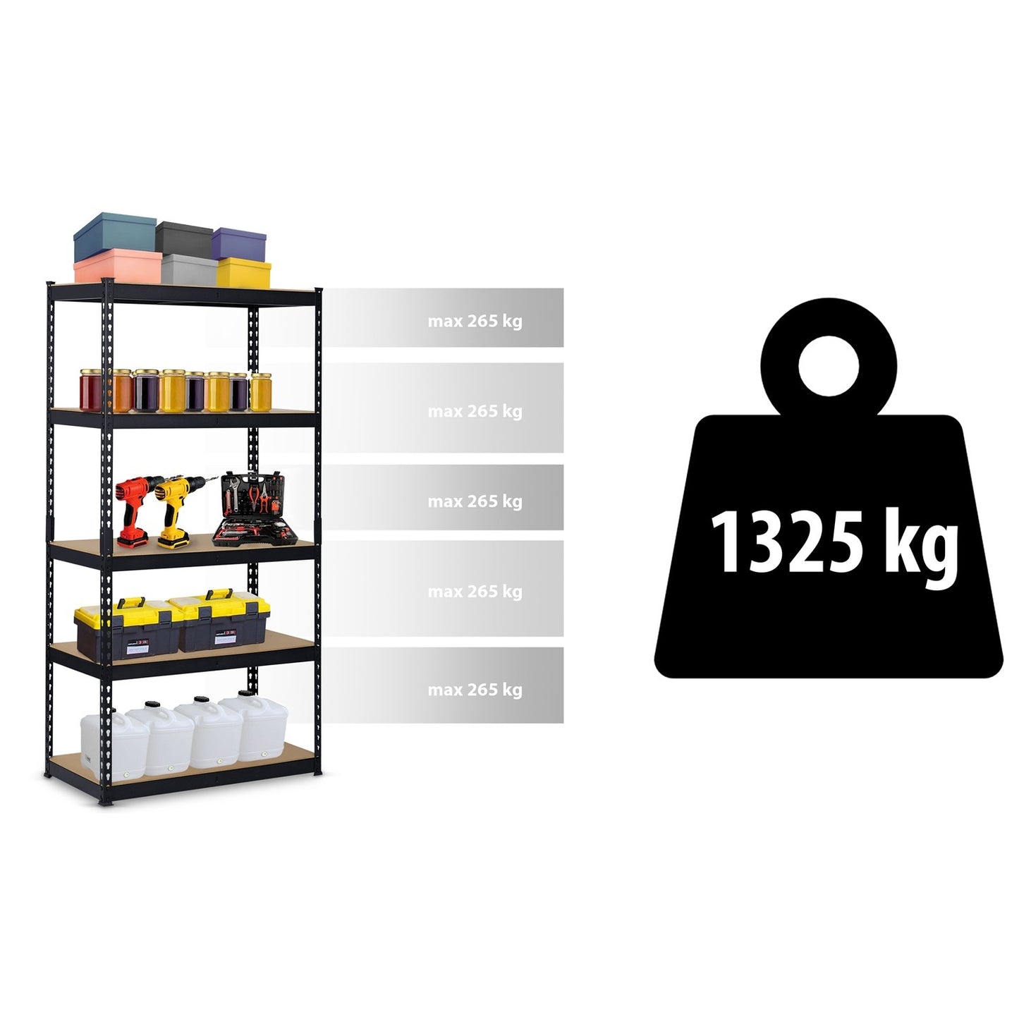 Metal storage rack 183 x 90 x 45 cm Humberg HR-700 black