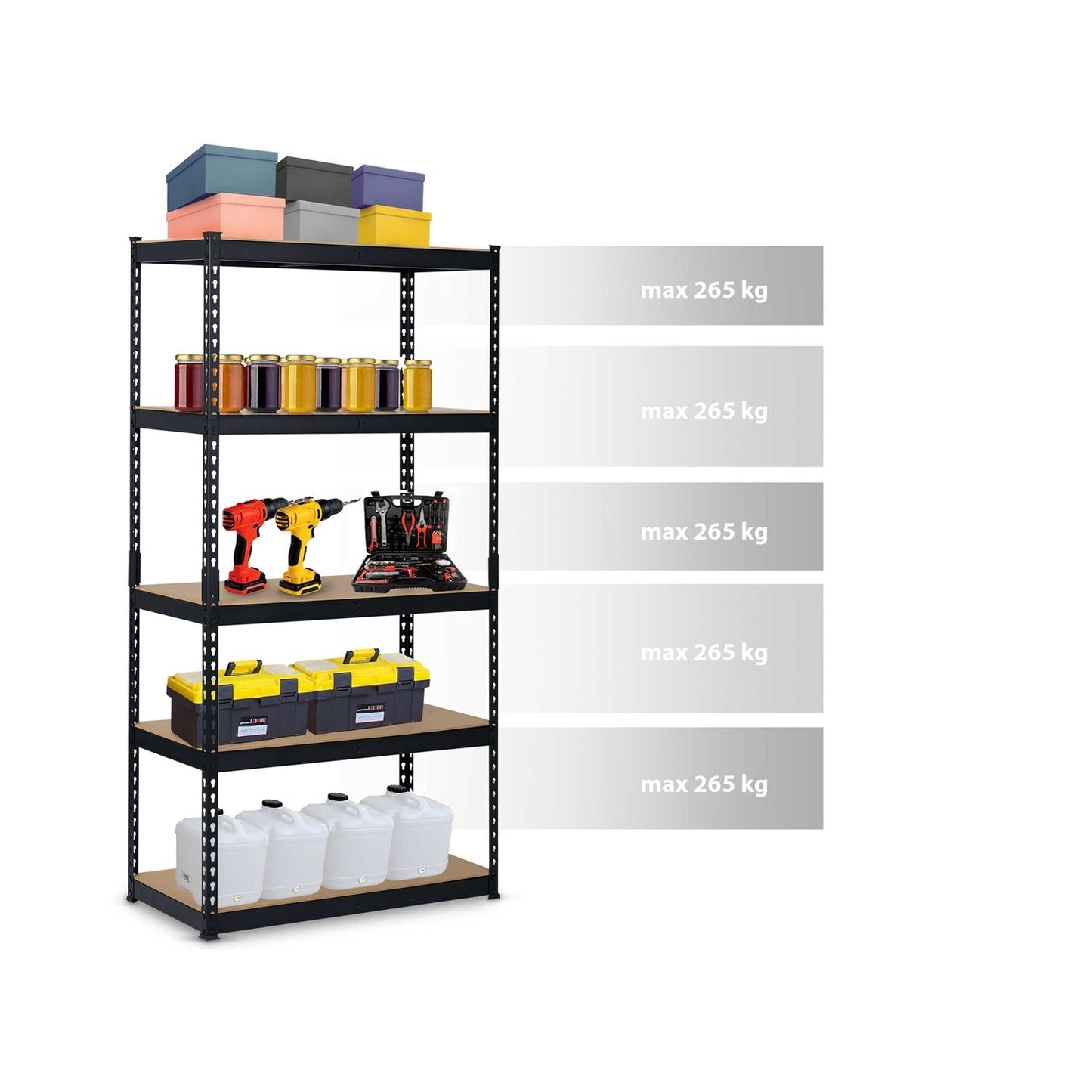 Metal storage rack 183 x 90 x 45 cm Humberg HR-700 black