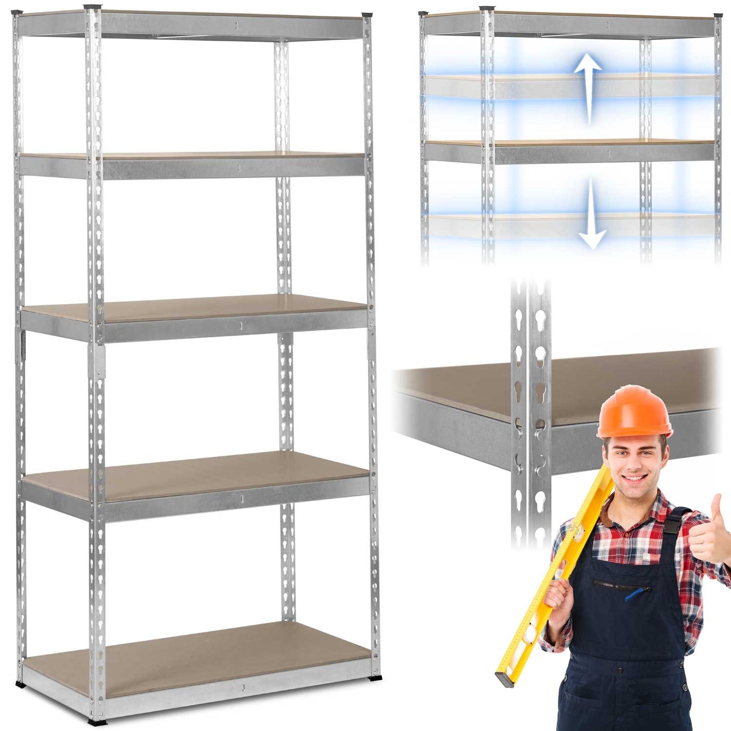 Metal shelf for storage 183 x 90 x 45 cm Humberg HR-700 Silver