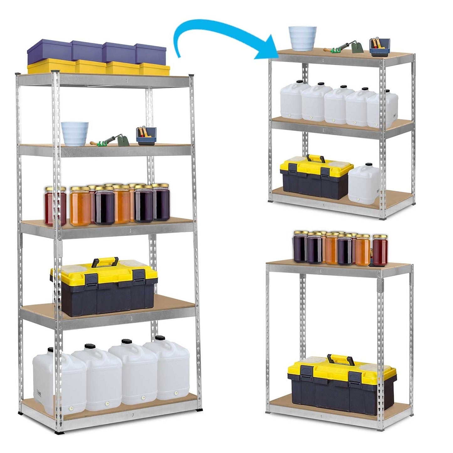 Metal shelf for storage 183 x 90 x 45 cm Humberg HR-700 Silver