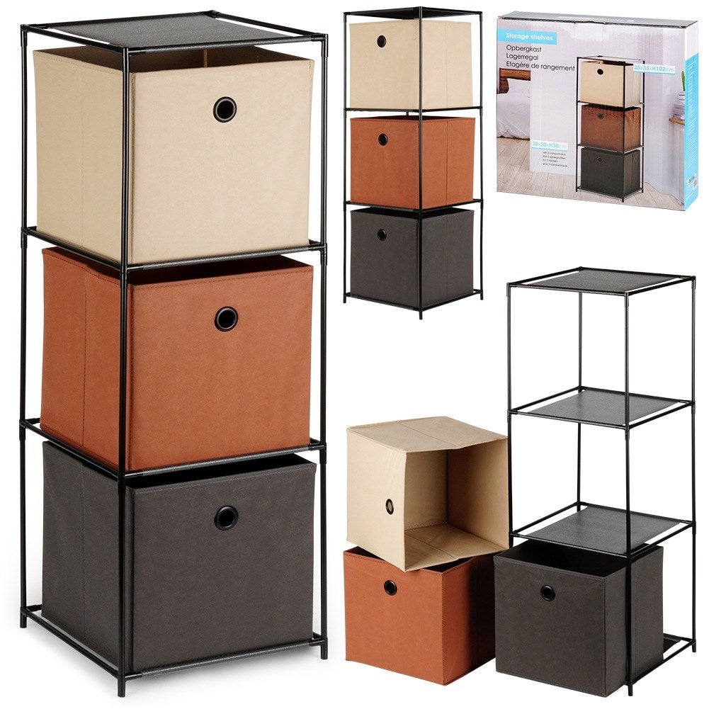 Metal shelf with containers 34.5x34.5x100 cm