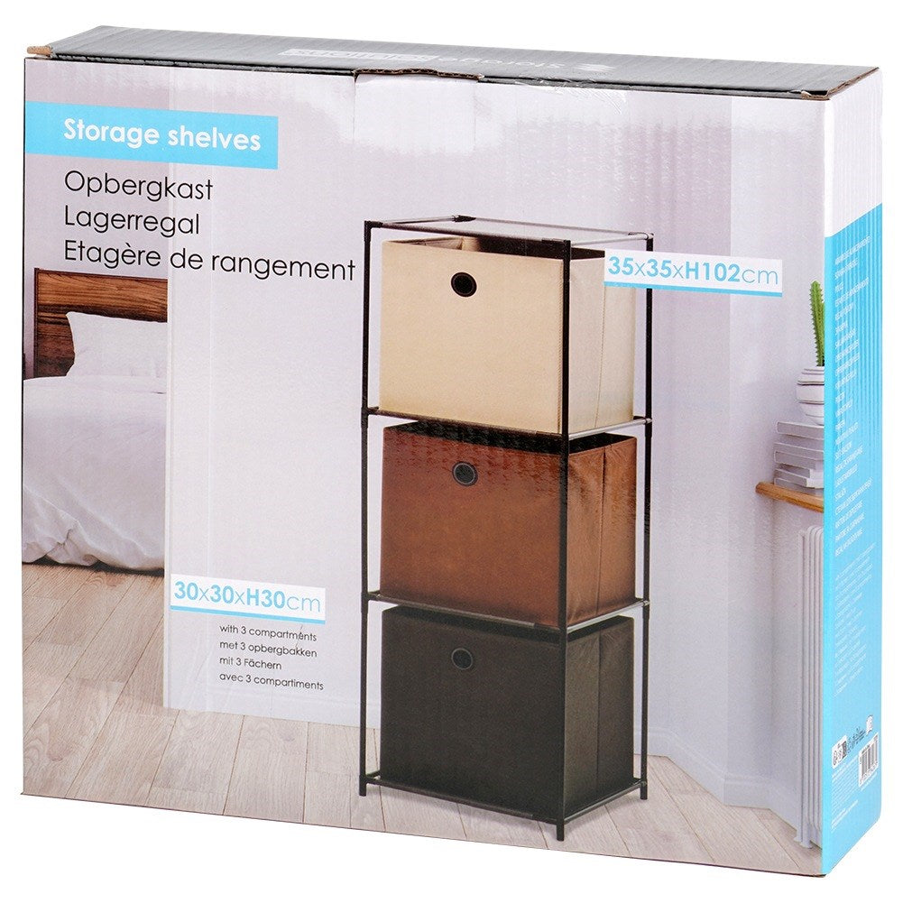 Metal shelf with containers 34.5x34.5x100 cm