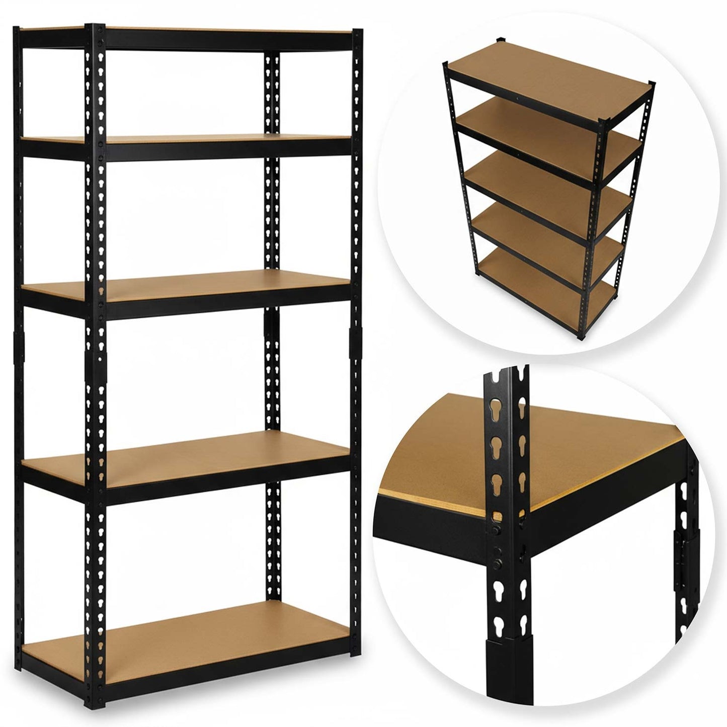 Metal storage shelf 183 x 90 x 40 cm Humberg HR-853 black