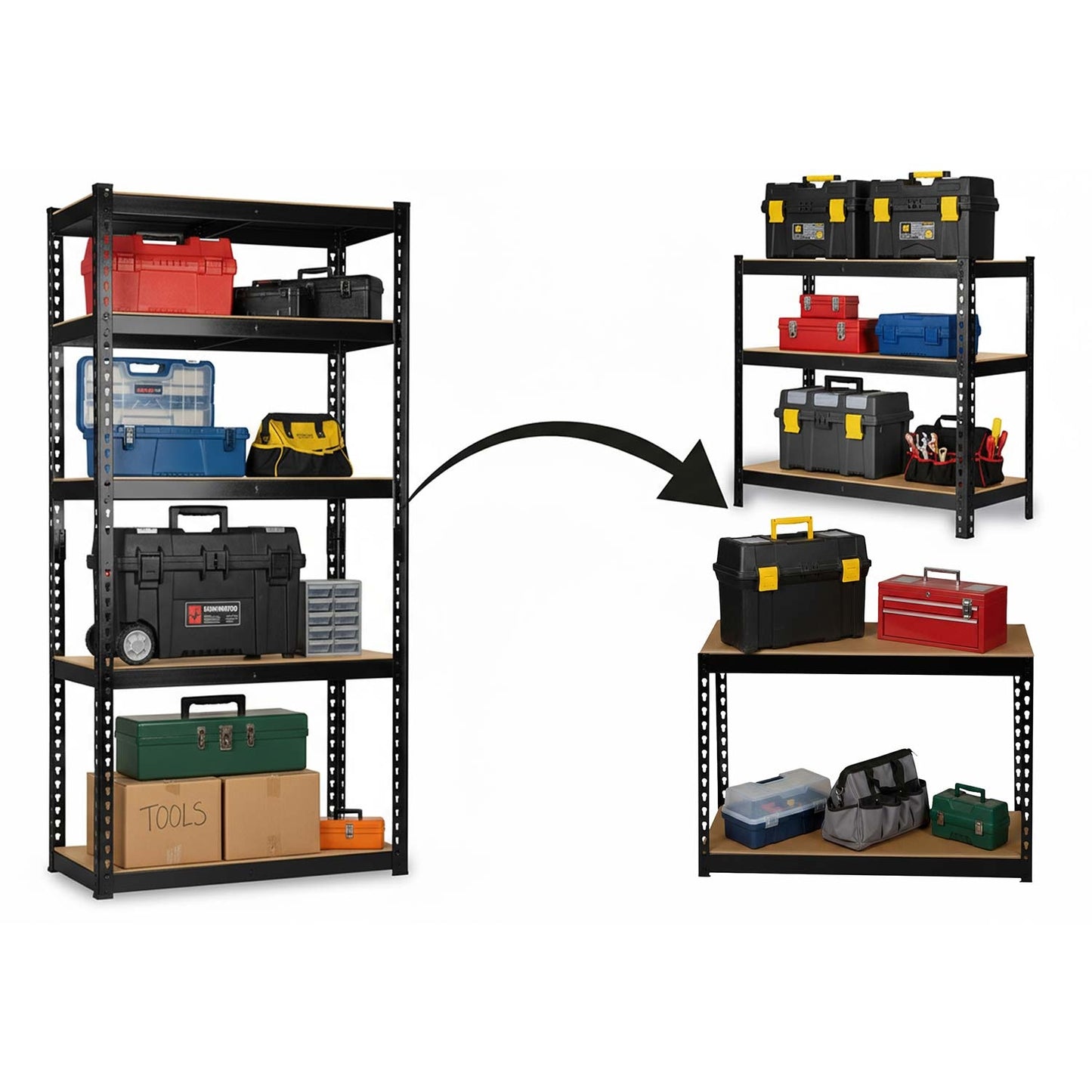 Metal storage shelf 183 x 90 x 40 cm Humberg HR-853 black