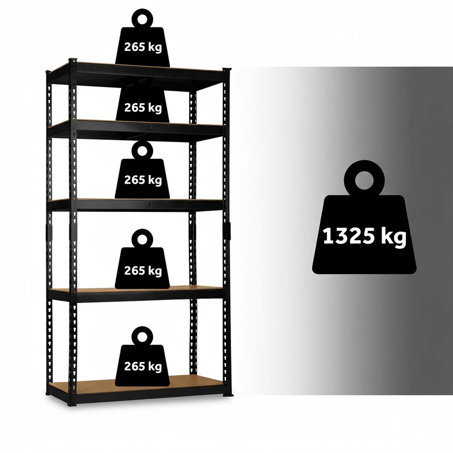 Metal storage shelf 183 x 90 x 40 cm Humberg HR-853 black