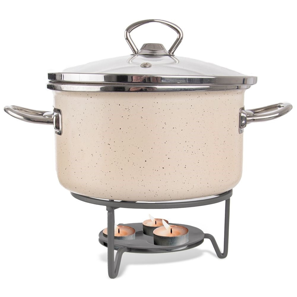 Metal tea warmer for teapots and fondue