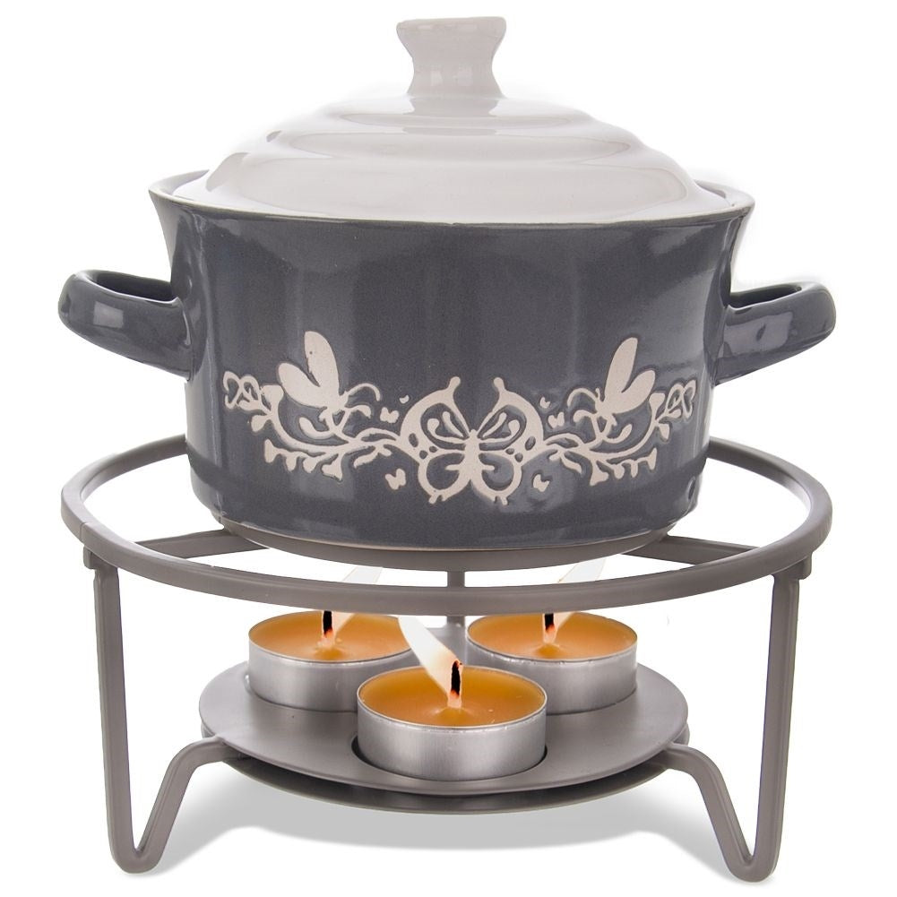 Metal tea warmer for teapots and fondue