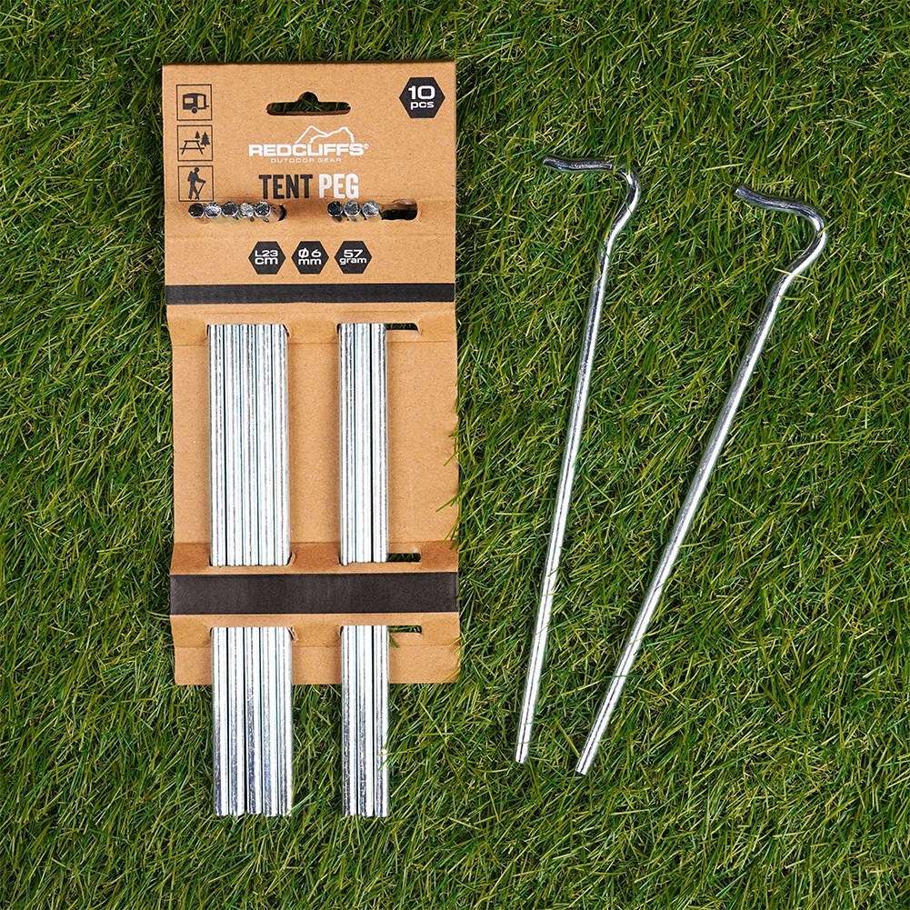 Metal tent pegs, 10-pack - Stable for all terrains
