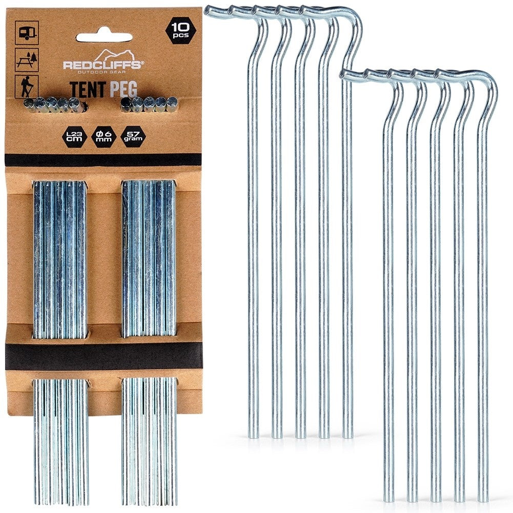 Metal tent pegs, 10-pack - Stable for all terrains