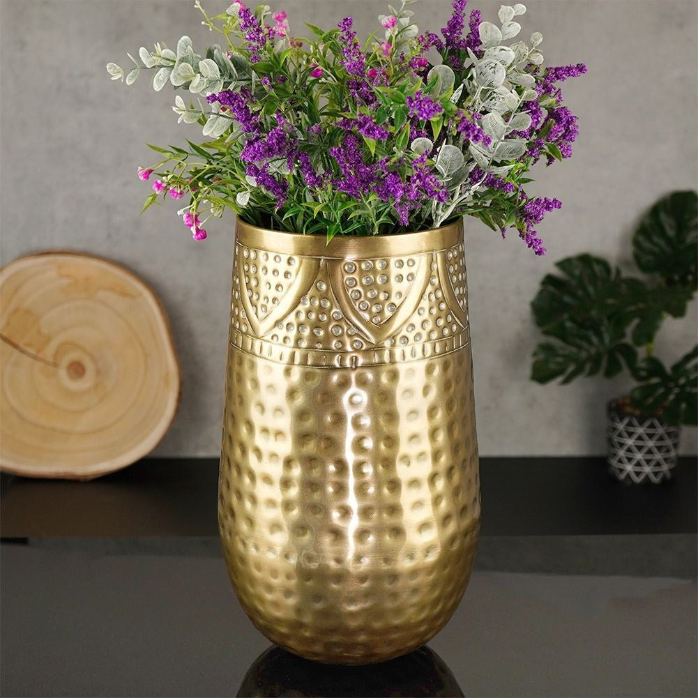 Metal vase with brass plating - elegant decoration at home