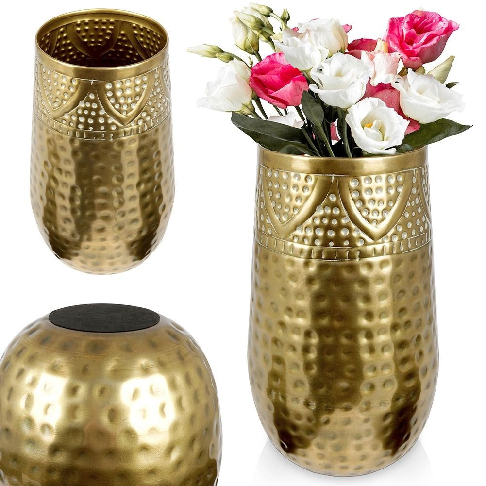 Metal vase with brass plating - elegant decoration at home