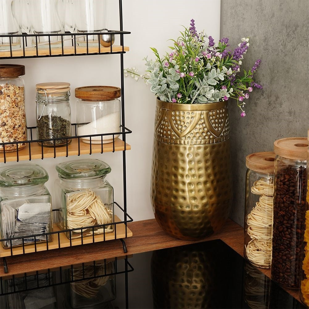 Metal vase with brass plating - elegant decoration at home