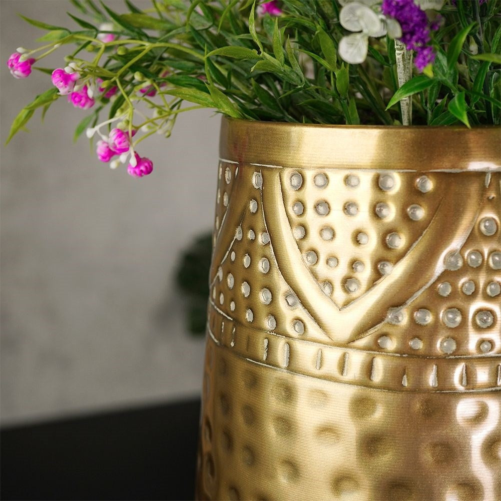 Metal vase with brass plating - elegant decoration at home