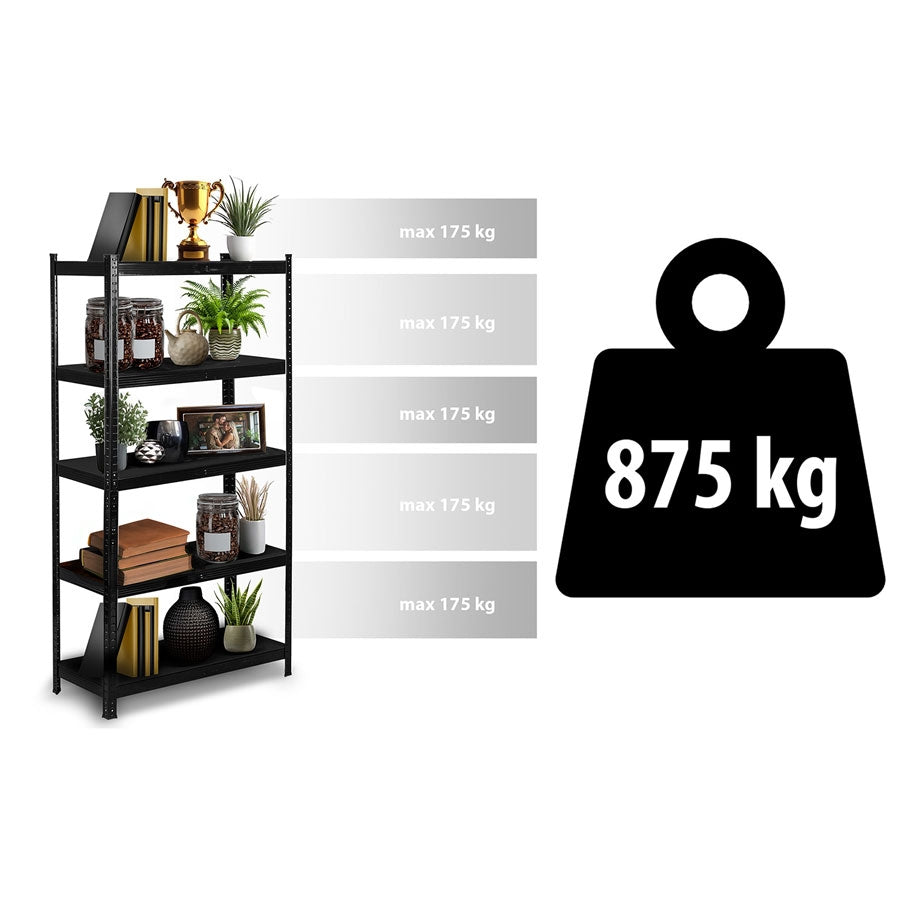 Metal warehouse shelf 180 x 90 x 40 cm Humberg HR-851 black