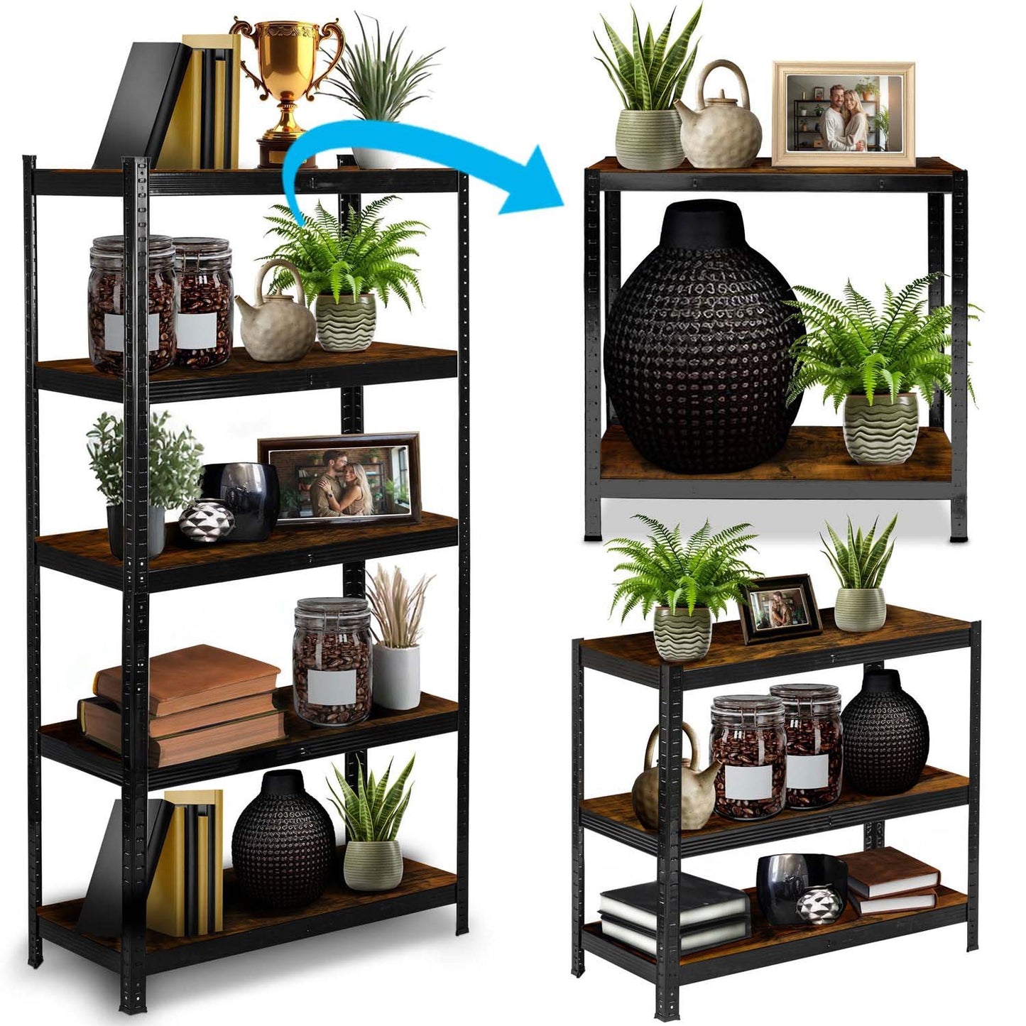Metal warehouse shelf 180 x 90 x 40 cm Humberg HR-852 black