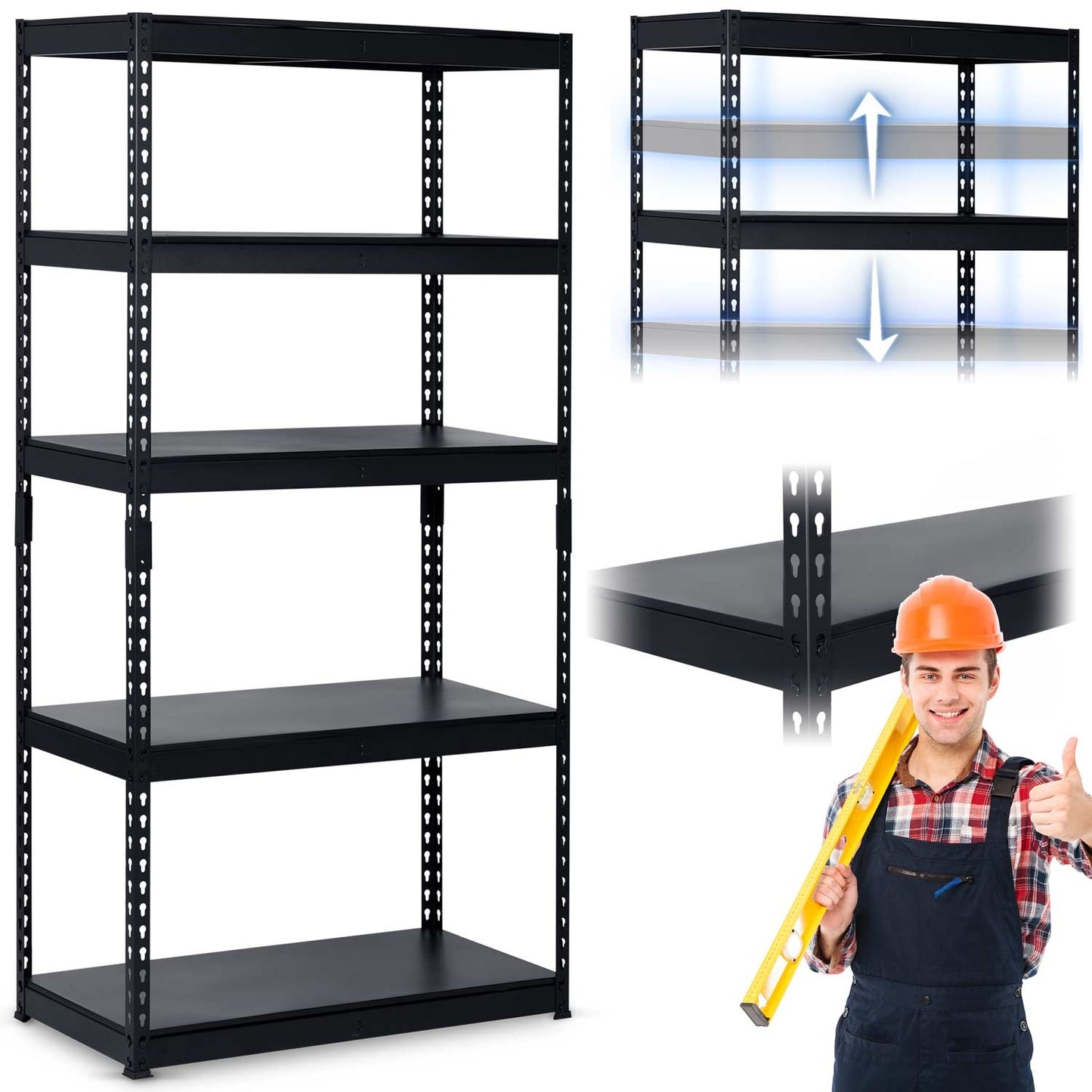 Metal warehouse shelf 183 x 90 x 45 cm Humberg HR-700 black