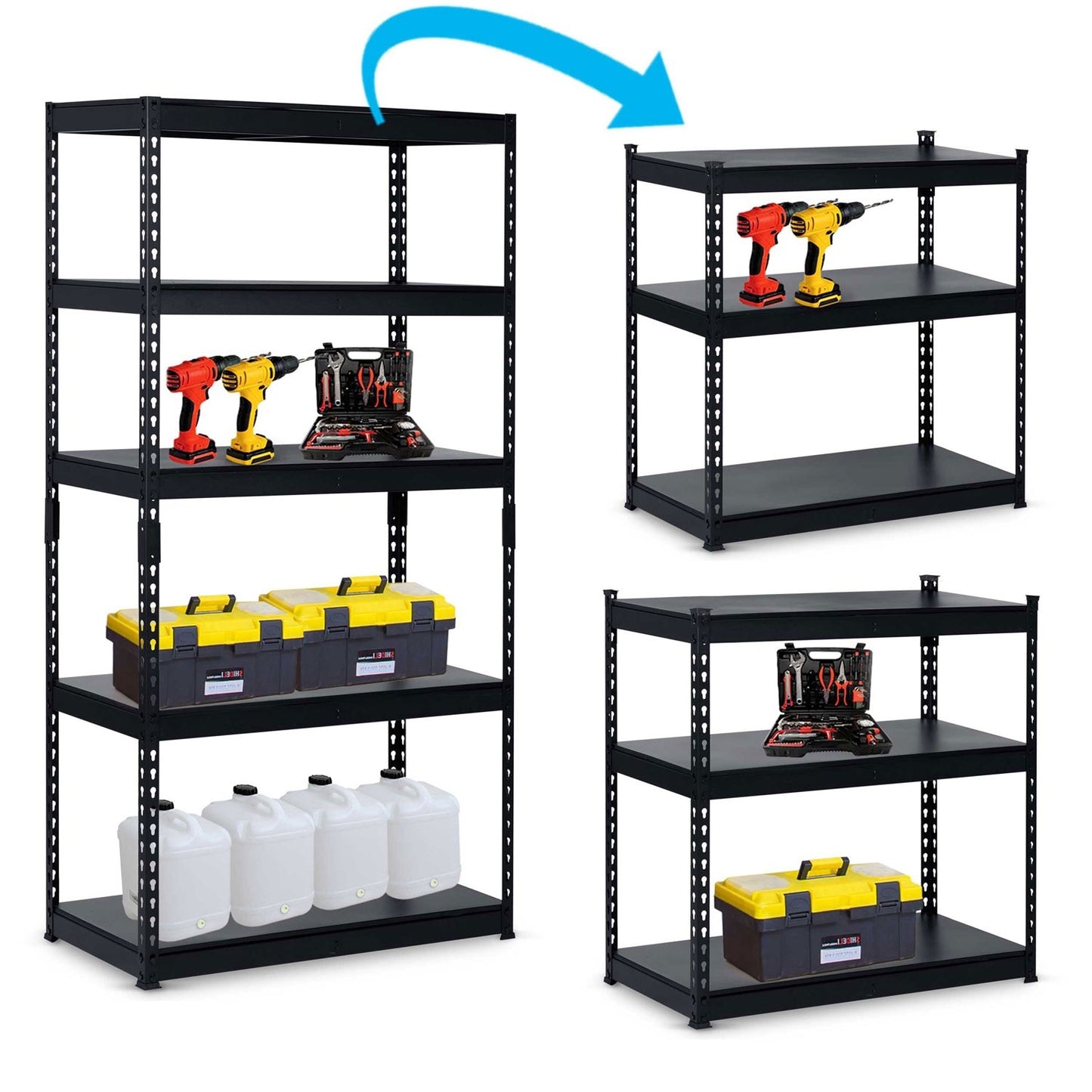 Metal warehouse shelf 183 x 90 x 45 cm Humberg HR-700 black