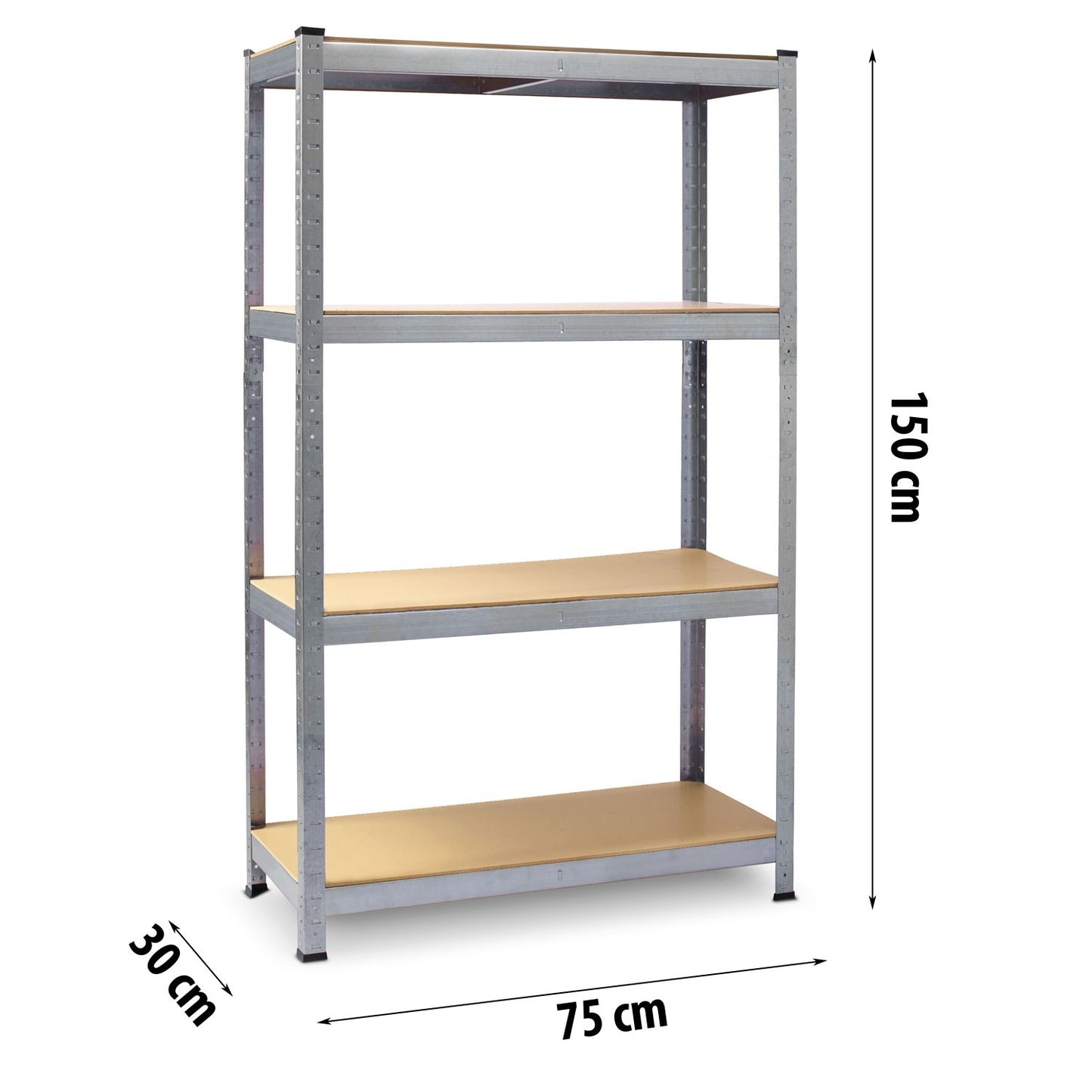 Metal warehouse shelf set of 2 pcs 150 x 75 x 30 cm Plonos PL-700