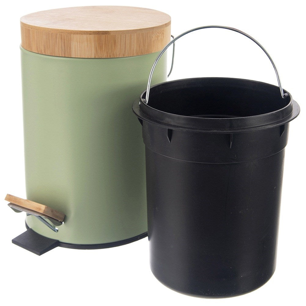 Metal waste bin with pedal green GREENISH 3 l