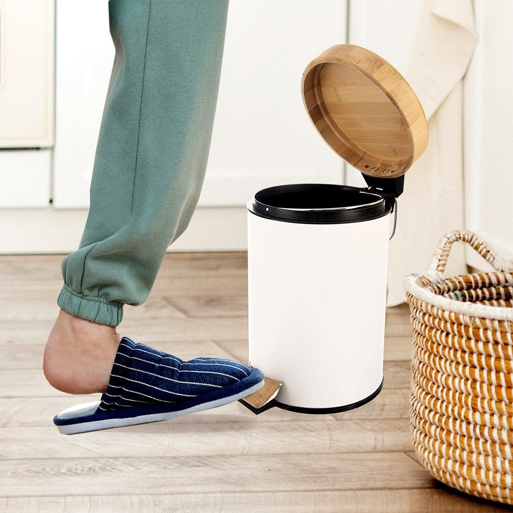 Metal waste bin with pedal white WHITELINE 3 l