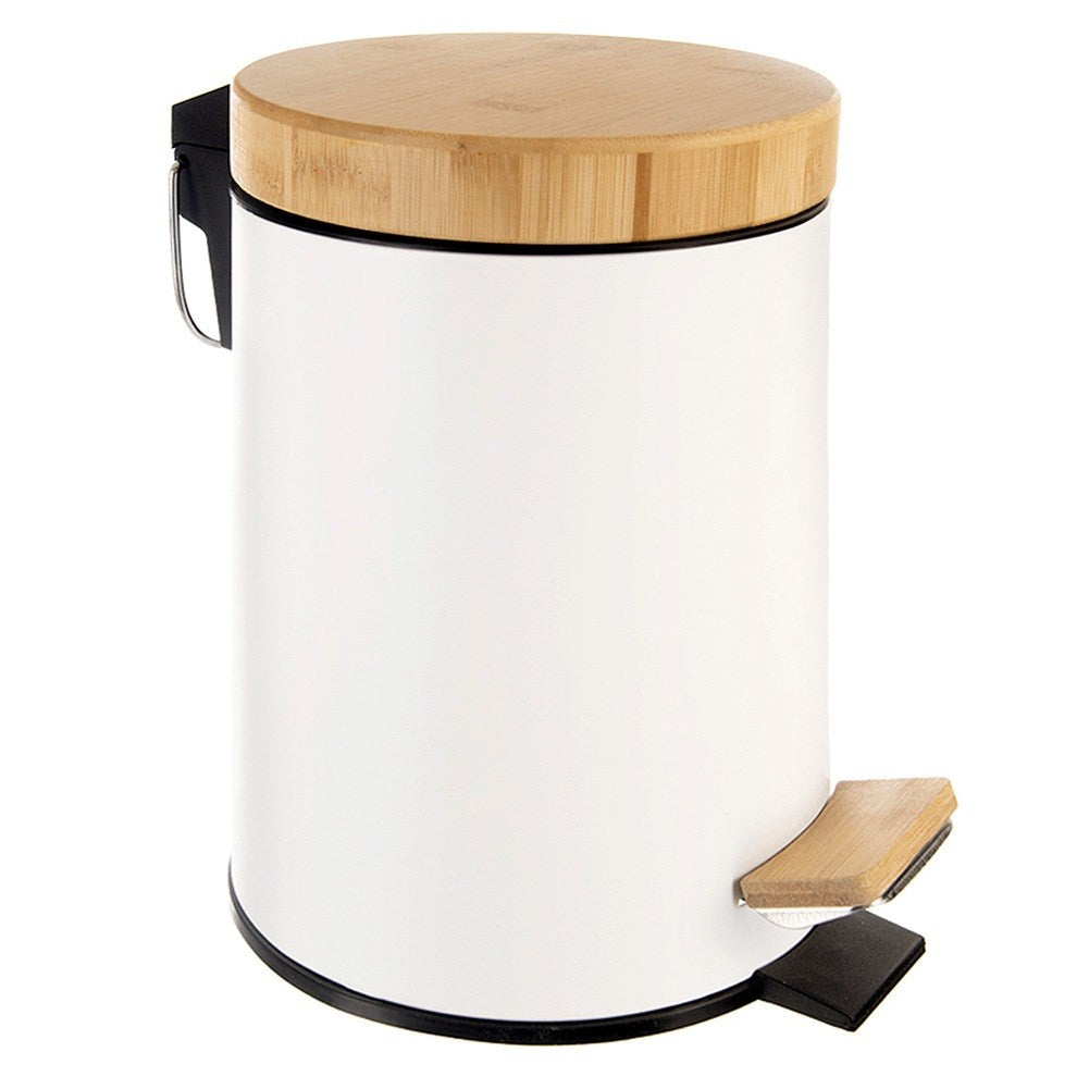 Metal waste bin with pedal white WHITELINE 3 l