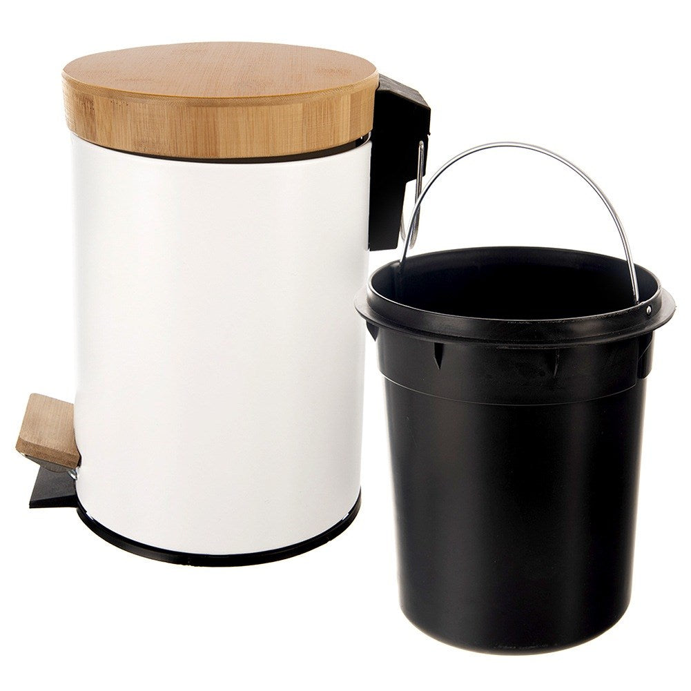 Metal waste bin with pedal white WHITELINE 3 l