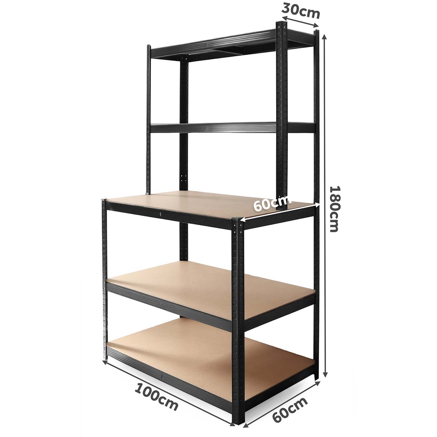 Metal workbench shelf 180 x 100 x 60 cm Humberg HR-855 black